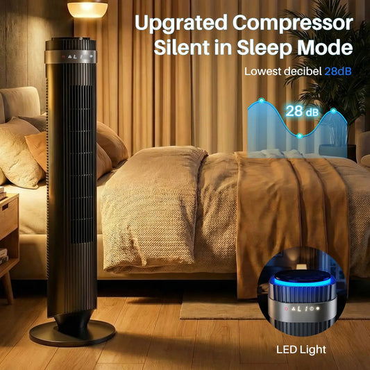 New Bladeless Tower Fan, 28dB Quiet Standing Fan with 12 Hour Timer & Smart Auto Mode, 64° Oscillating Cooling Fan for Bedroom Home Office