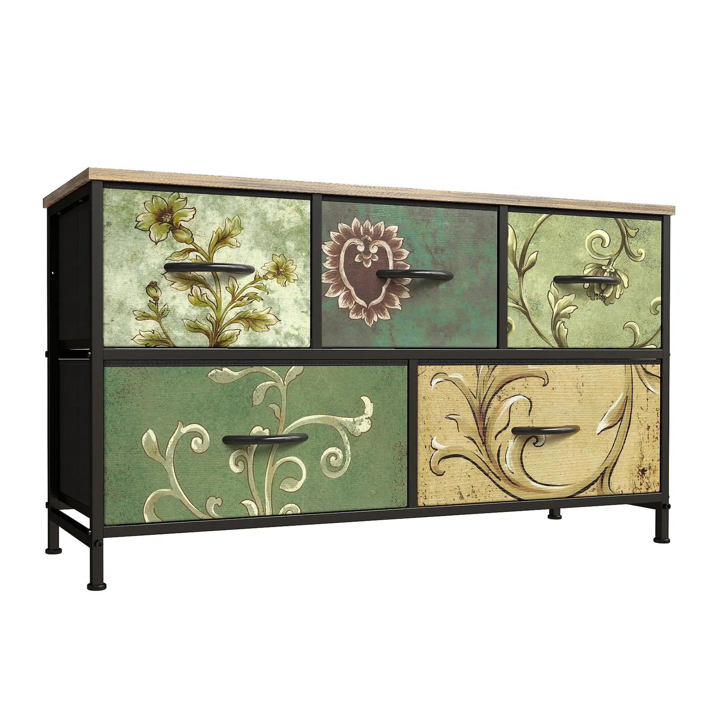 Fabric Storage Tower Dresser - 5-Drawer Indoor Cupboard Cabinet, Closet Organization & Storage Organization Solution for Bedroom, Apartment Furniture