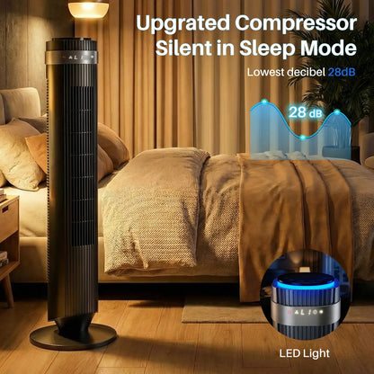New Bladeless Tower Fan, 28dB Quiet Standing Fan with 12 Hour Timer & Smart Auto Mode, 64° Oscillating Cooling Fan for Bedroom Home Office