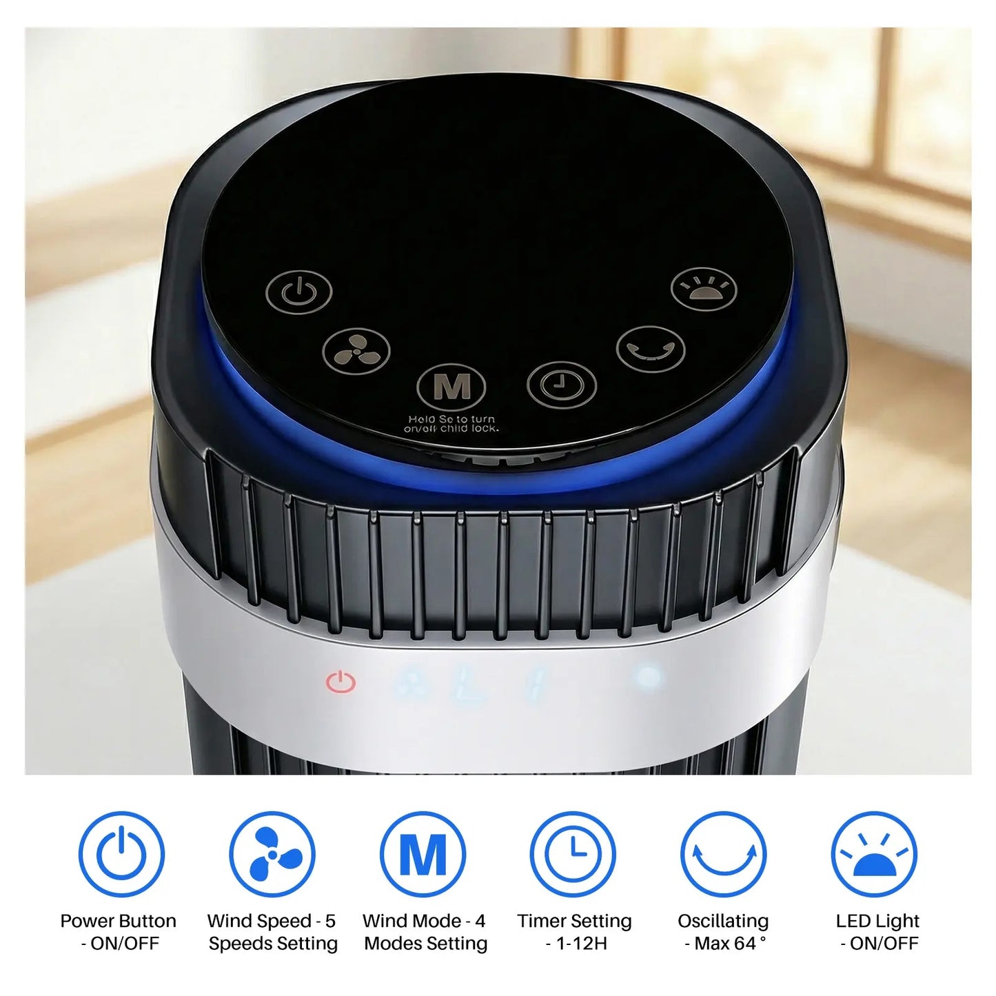 New Bladeless Tower Fan, 28dB Quiet Standing Fan with 12 Hour Timer & Smart Auto Mode, 64° Oscillating Cooling Fan for Bedroom Home Office