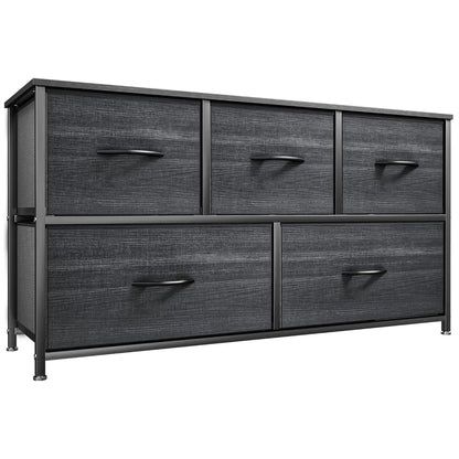 Fabric Storage Tower Dresser - 5-Drawer Indoor Cupboard Cabinet, Closet Organization & Storage Organization Solution for Bedroom, Apartment Furniture