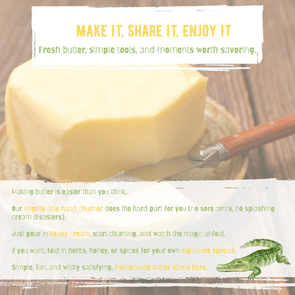 Complete DIY Butter Making Kit | Golden Butter Essentials with Hand Churn, 32 Ounce Cream Container, Silicone Utensils, Cheesecloth, Mold and Recipe Book, Ideal Gift for Home Bakers & Sourdough Lovers