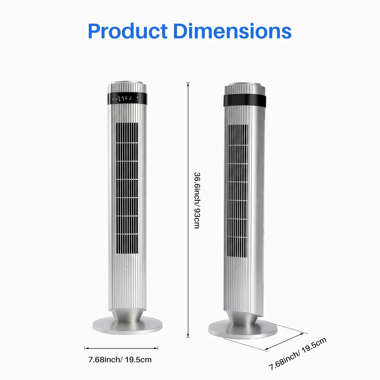 New Bladeless Tower Fan, 28dB Quiet Standing Fan with 12 Hour Timer & Smart Auto Mode, 64° Oscillating Cooling Fan for Bedroom Home Office