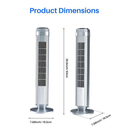 New Bladeless Tower Fan, 28dB Quiet Standing Fan with 12 Hour Timer & Smart Auto Mode, 64° Oscillating Cooling Fan for Bedroom Home Office