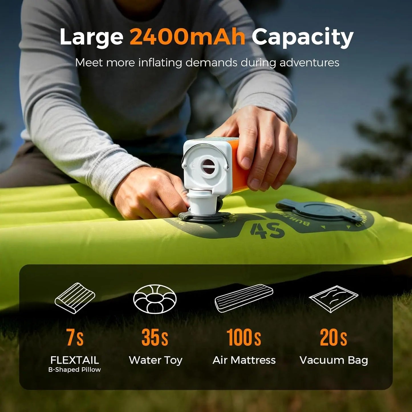 LED Light Rechargeable Mini Portable Air Pump, Fast Inflate Deflate Travel Camping Pump for Air Mattress, Pool Floats & Inflatable Tanning Lounge Floats