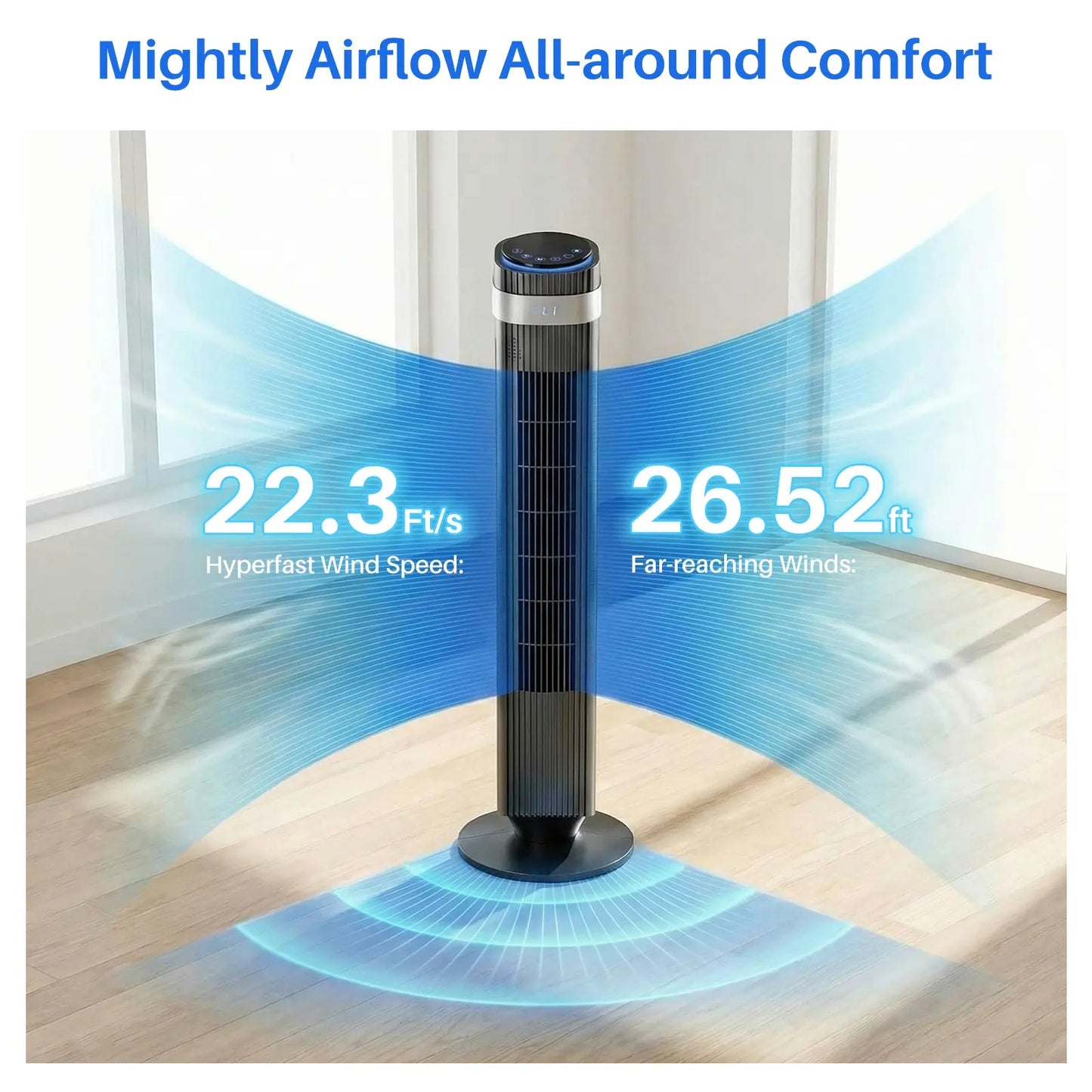 New Bladeless Tower Fan, 28dB Quiet Standing Fan with 12 Hour Timer & Smart Auto Mode, 64° Oscillating Cooling Fan for Bedroom Home Office